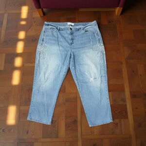 Plus Size Lane Bryant High Rise Pearl Bedazzled Cropped Jeans Size 20 40x25 #143